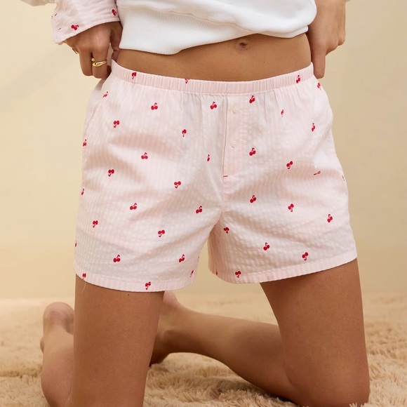 aerie Other - Aerie Pink Cherry Print Sleep Shorts Medium NWT